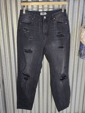 refuge Black Distressed Boyfriend Jeans